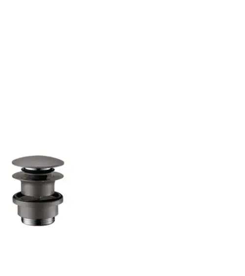 Hansgrohe Ablaufgarnitur in Brushed Black Chrome für Waschtisch- und Bidetmischer, mit Push-Open-Funktion und geradem Design, dargestellt auf hellem Hintergrund.
